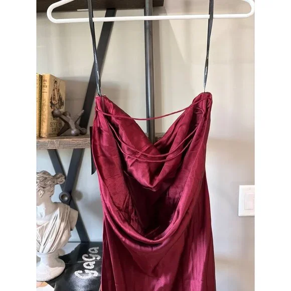retrofete Keaton Silk Strapless Dress Cabernet Womens Size XS